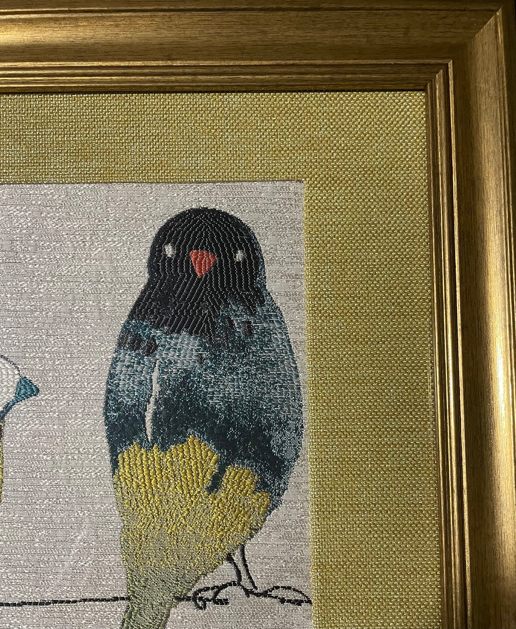Early Birds Duo — Fabric Wall Art, 13x16 Gold Frame