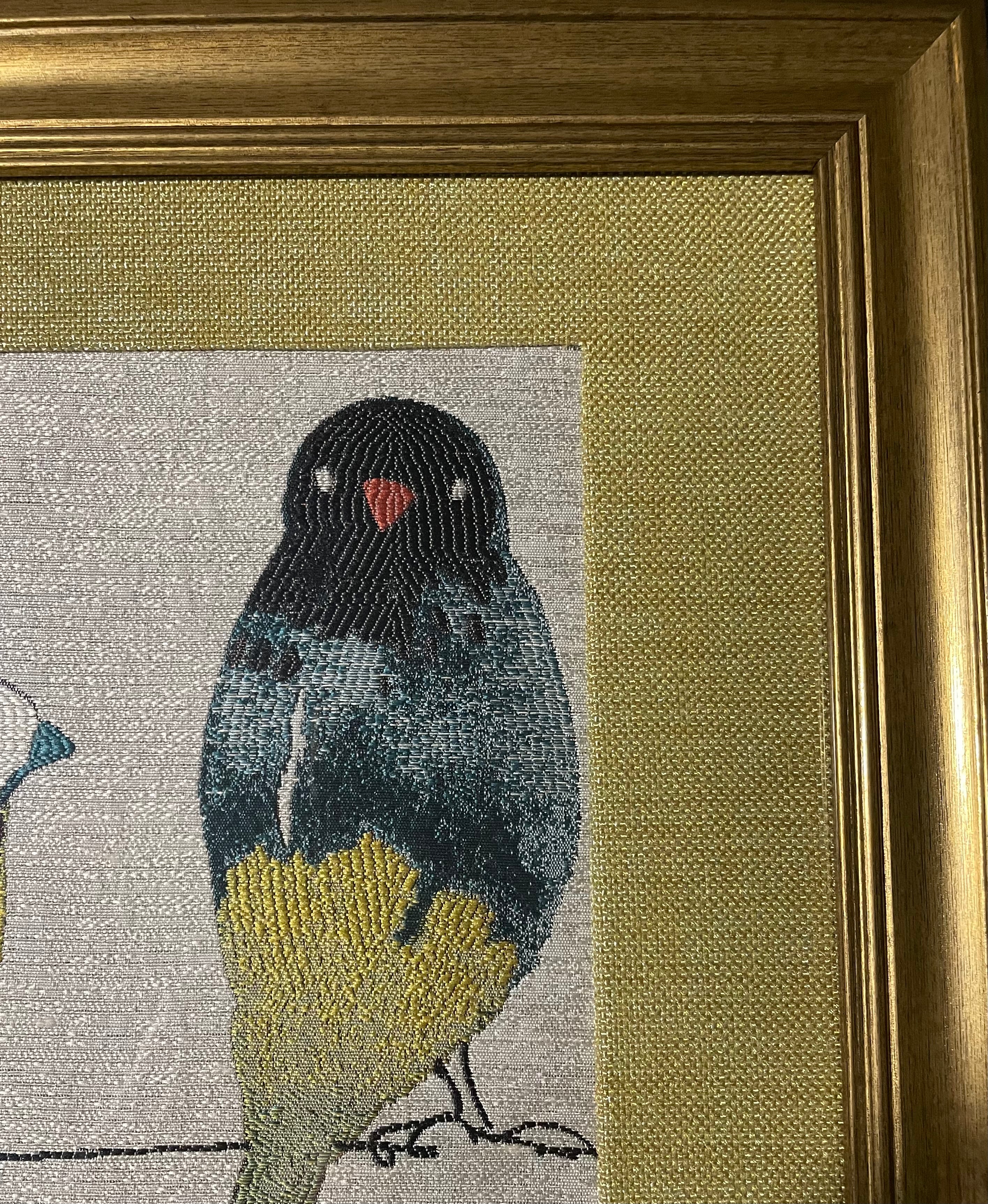 Early Birds Duo — Fabric Wall Art, 13x16 Gold Frame