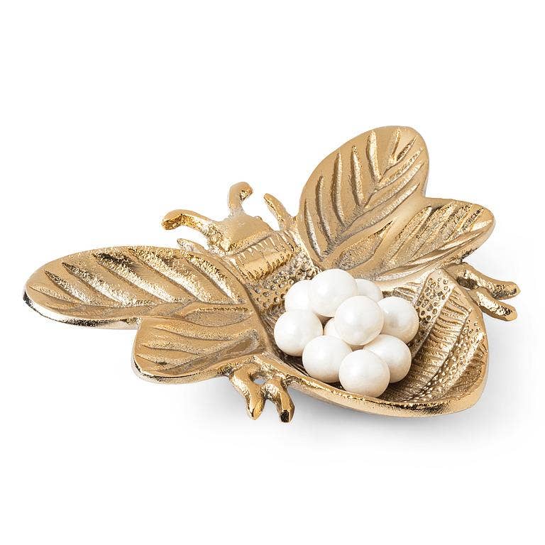 Small Flat Bee Tray, Gold, 6 Inches Wide