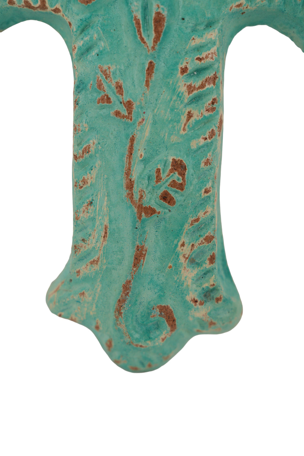 Hugo-Flower Clay Cross-Handmade-Wall-4.5x6.5-Small-Turquoise