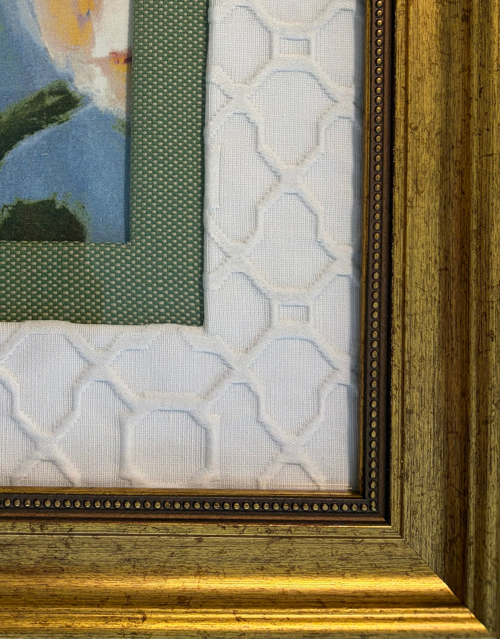 Thibaut Tivoli Fabric Wall Art in 15x15 Gold Frame - One of a Kind Framed Textile Decor