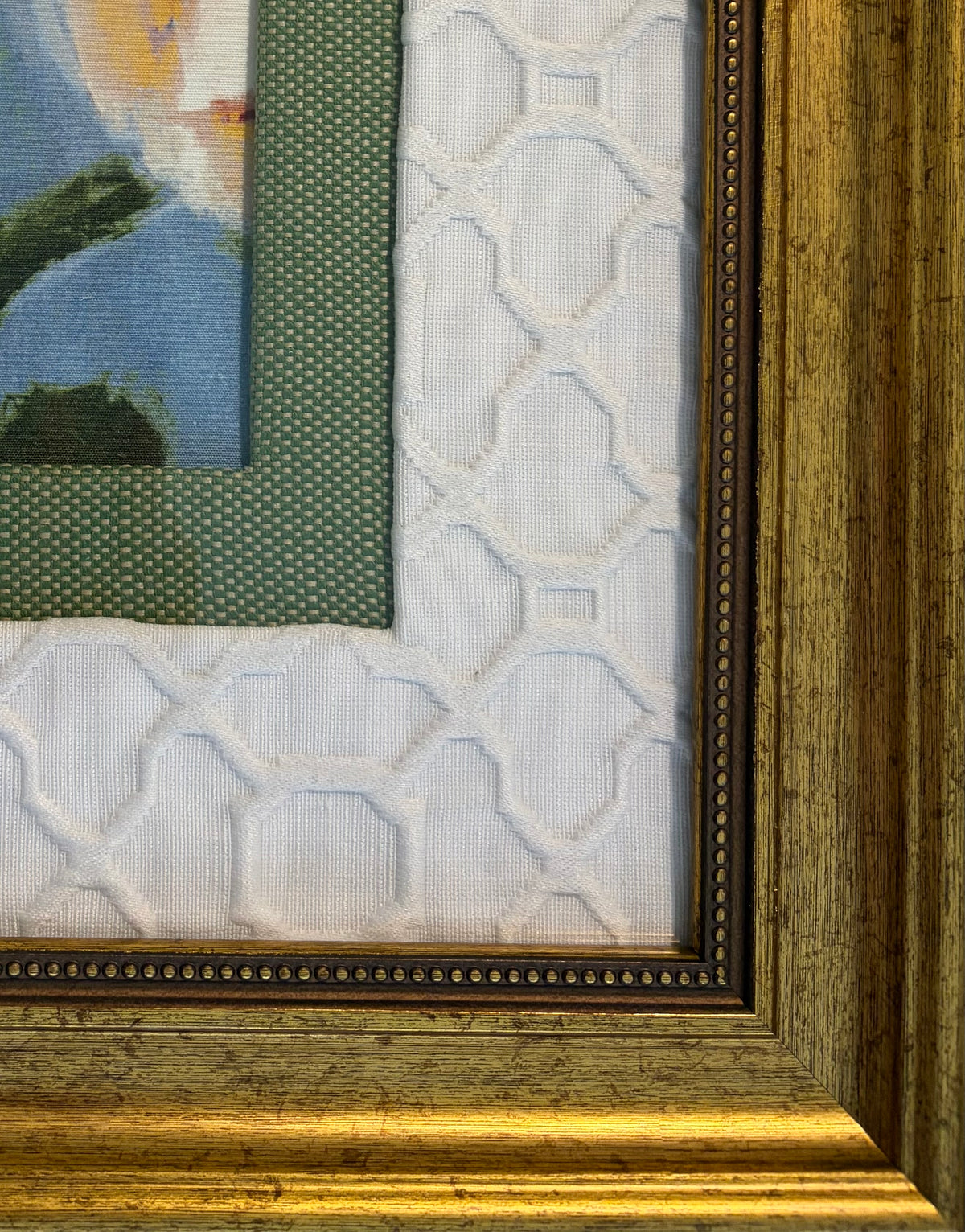Thibaut Tivoli Fabric Wall Art in 15x15 Gold Frame - One of a Kind Framed Textile Decor