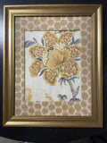 Ballard Designs Sayer Yellow Fabric Framed Wall Art — Mia Dijon Mat, 13x16 Gold Frame (No. 2)
