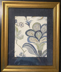 Ballard Designs Isadore Blue Fabric Framed Wall Art — Solid Navy Mat, 13x16 Gold Frame (No. 1)