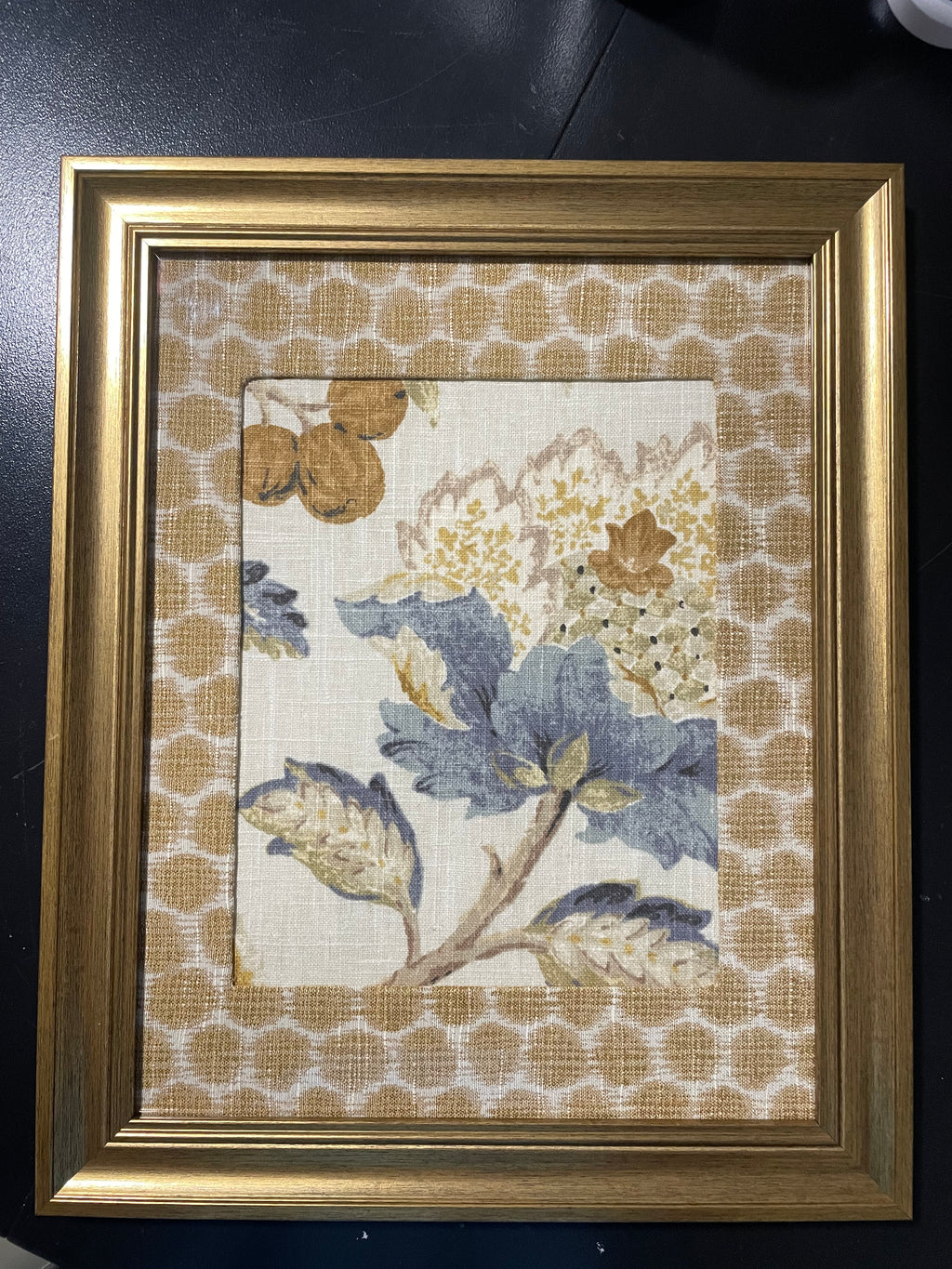 Ballard Designs Sayer Yellow Fabric Framed Wall Art — Mia Dijon Mat, 13x16 Gold Frame (No. 3)