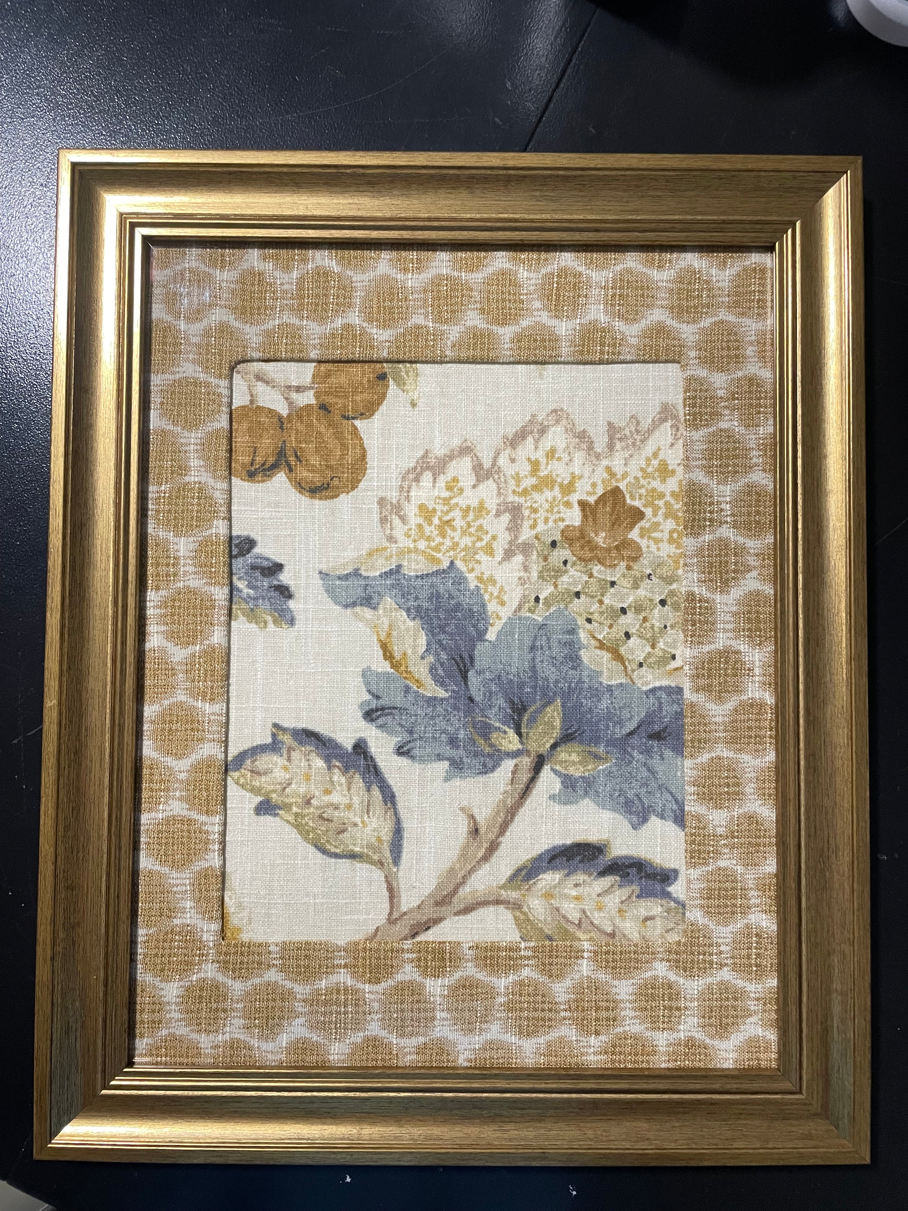 Ballard Designs Sayer Yellow Fabric Framed Wall Art — Mia Dijon Mat, 13x16 Gold Frame (No. 3)