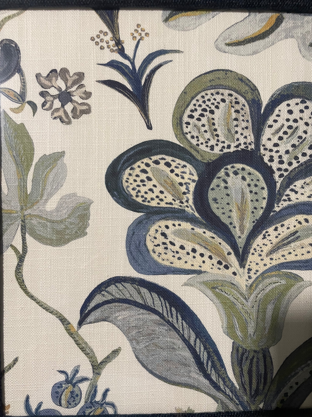 Ballard Designs Isadore Blue Fabric Framed Wall Art — Solid Navy Mat, 13x16 Gold Frame (No. 1)