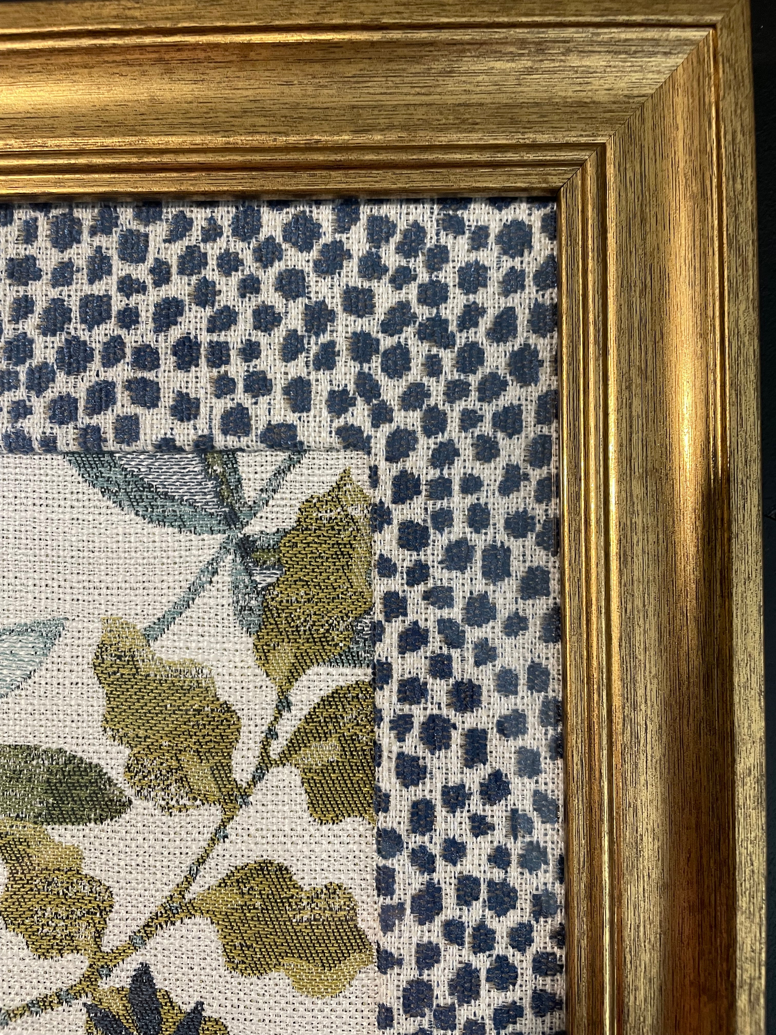 Leafy Oasis Botanical Leaves — Designer Fabric Wall Art, 13x16 Gold Frame