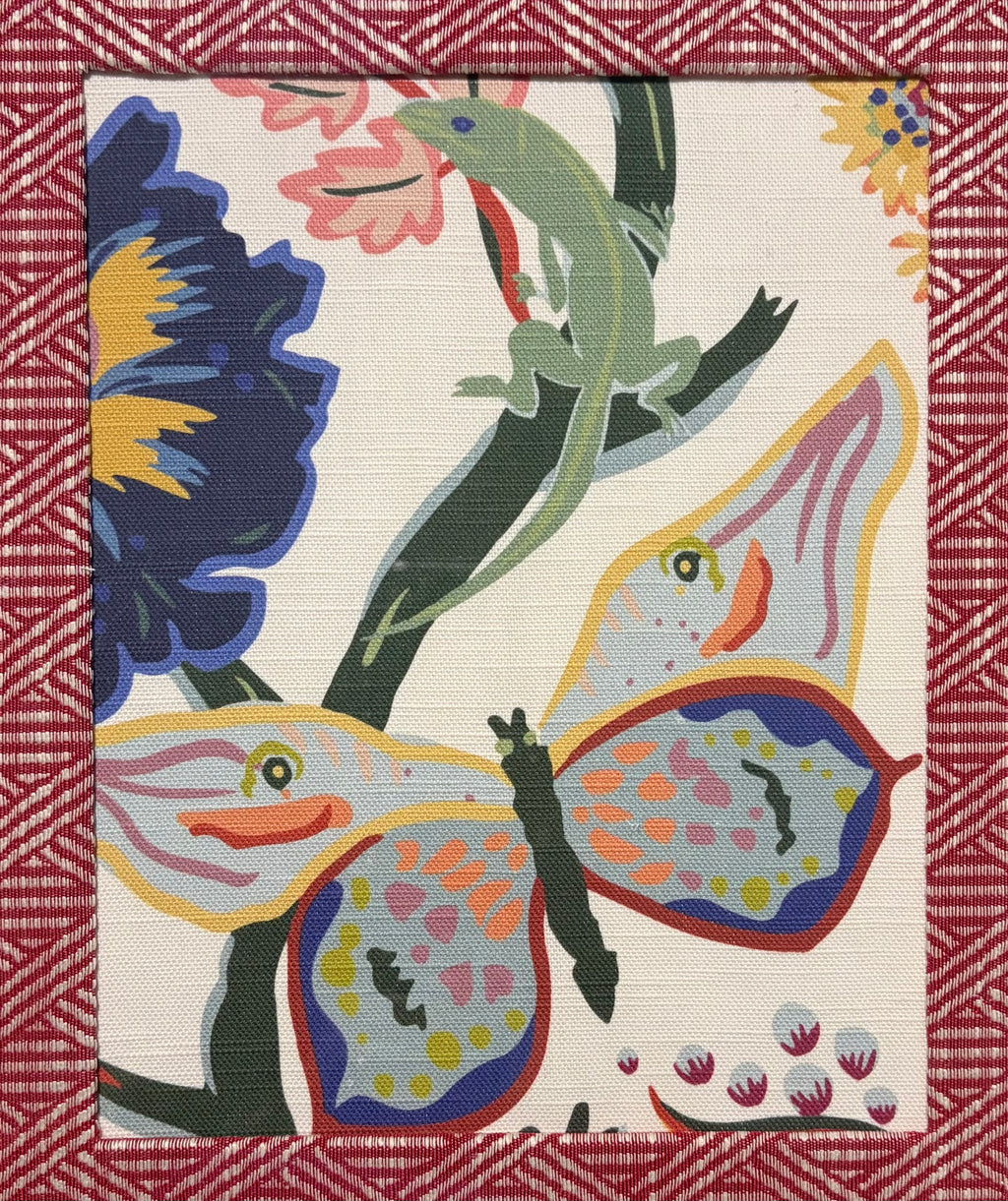 Pair of Custom Ballard Designs Millie Fabric Wall Art with custom mat— 12x15 Bamboo Gold Frame