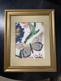 Ballard Designs Fabric Framed Wall Art — 13x16 Gold Frame