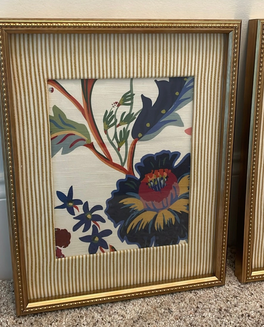 Pair of custom-made Ballard Designs fabric & matting