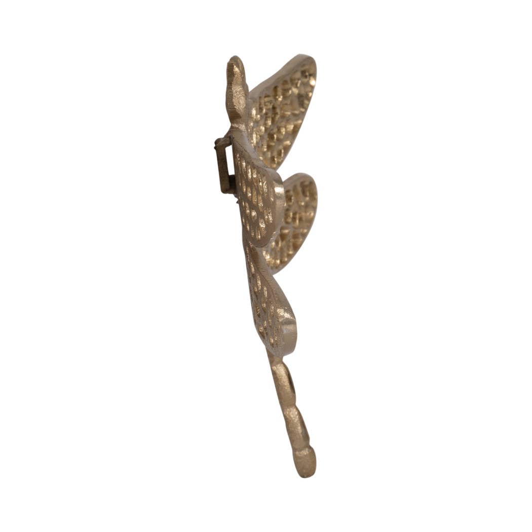 Gold 10 in. Metal Novelty Dragonfly with Cut-Outs Figurine