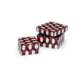 Set of 2 Square Mosaic Boxes-Red-3 & 4"Square