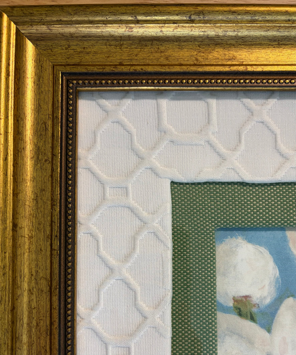 Thibaut Tivoli Fabric Wall Art in 15x15 Gold Frame - One of a Kind Framed Textile Decor