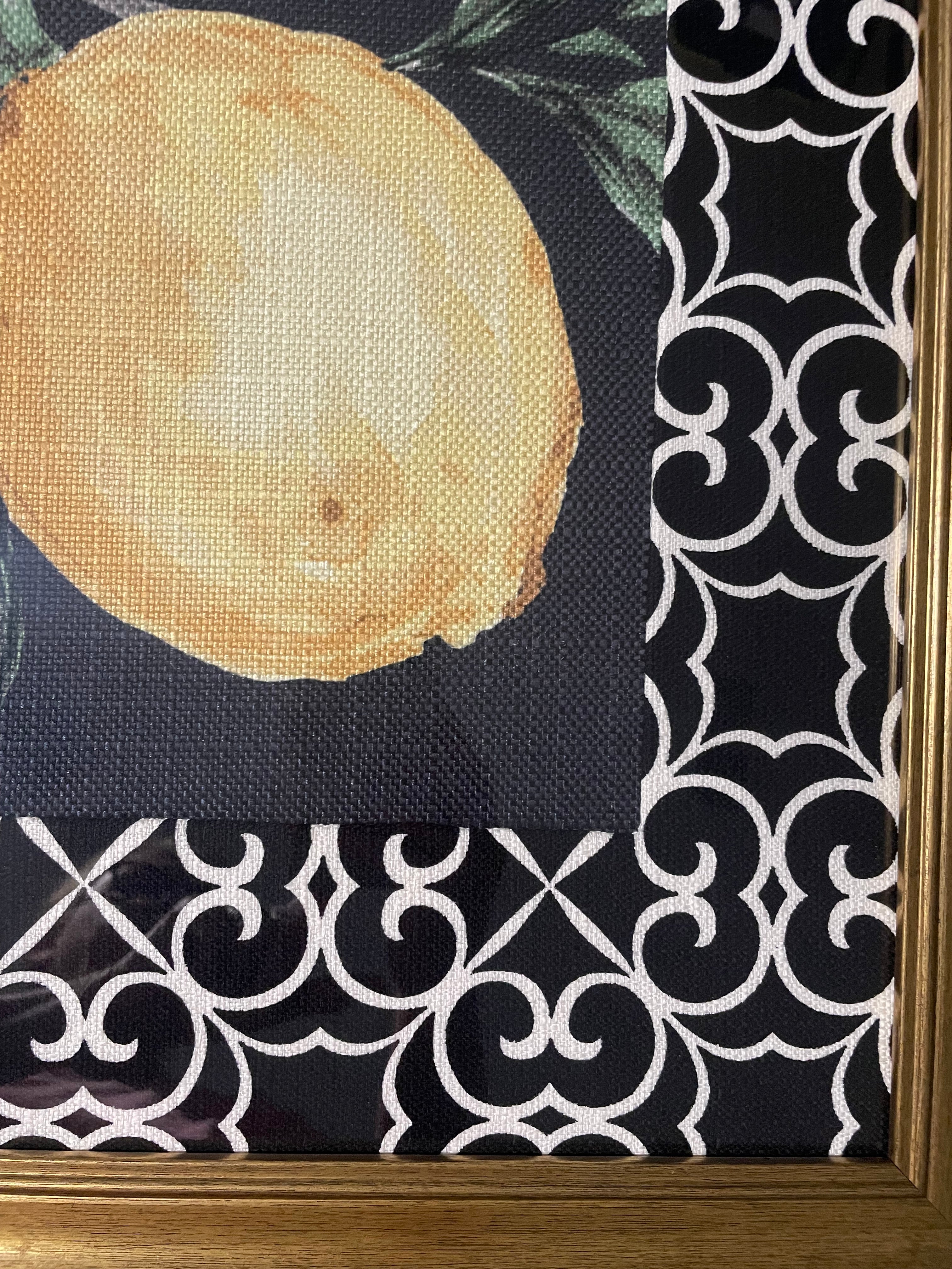 Pucker Up! Lemon Botanical Fabric Framed Wall Art