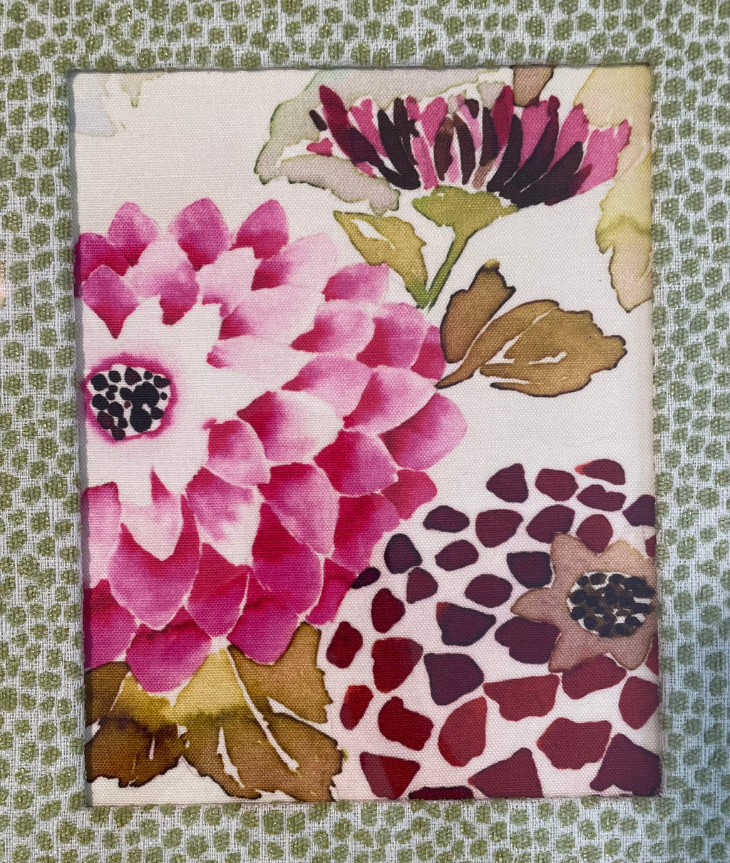 Pink Dahlia Botanical — Designer Fabric Wall Art, 13x16 Gold Frame