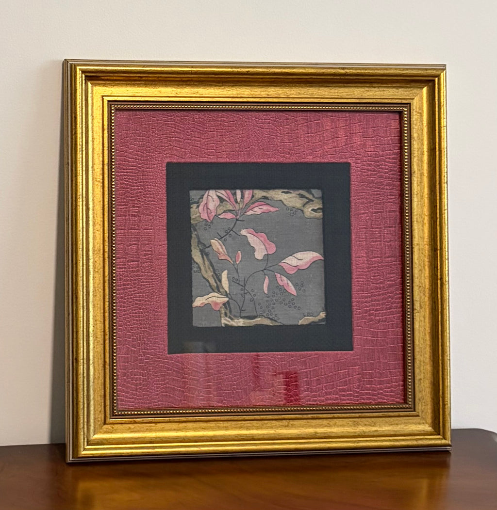 Anna French Villeneuve Fabric Wall Art - One of a Kind Double Matted 15x15 Framed Textile Decor