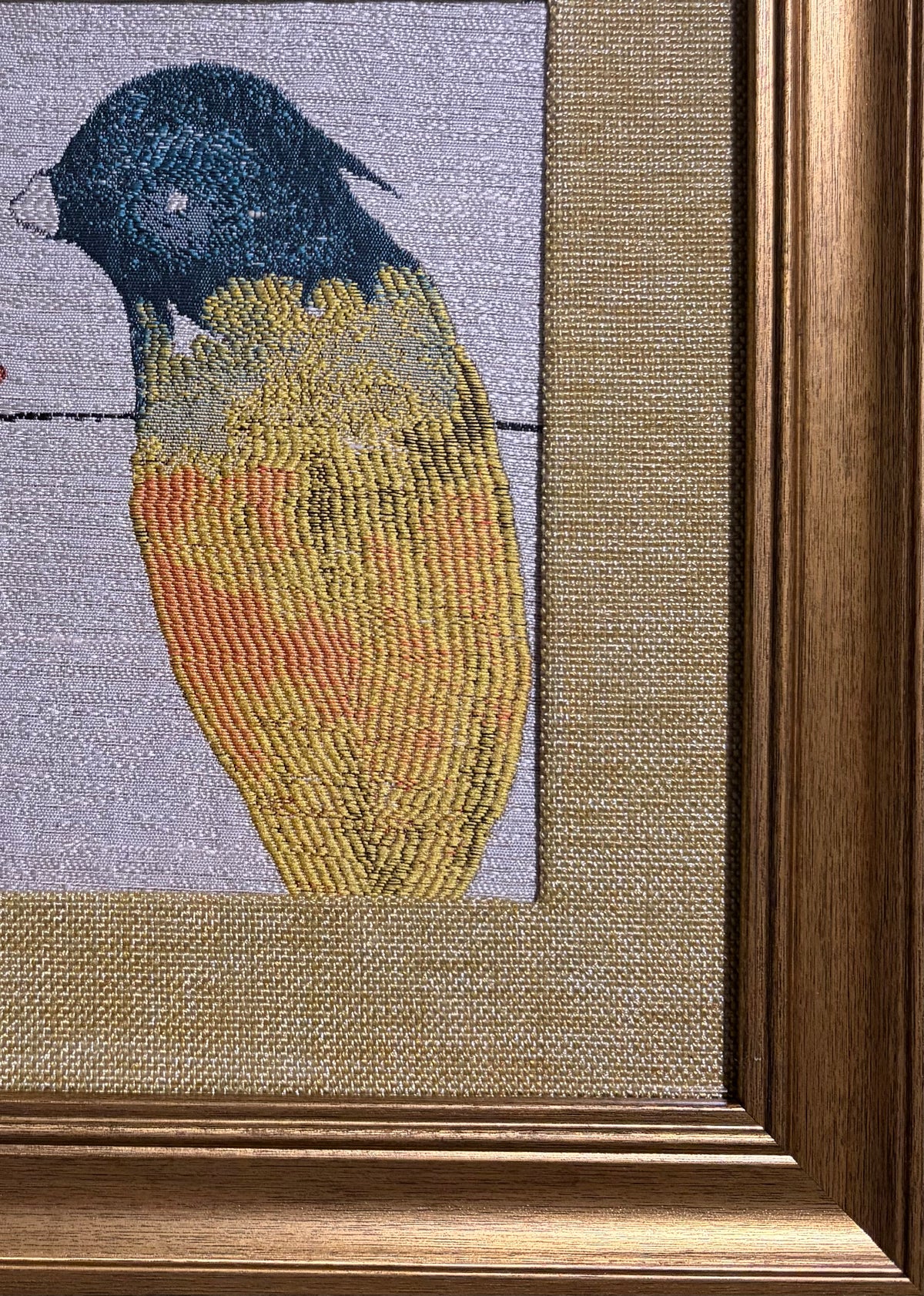 Songbird Framed Wall Art — Gold Fabric Mat