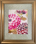 Pink Dahlia Botanical — Designer Fabric Wall Art, 13x16 Gold Frame