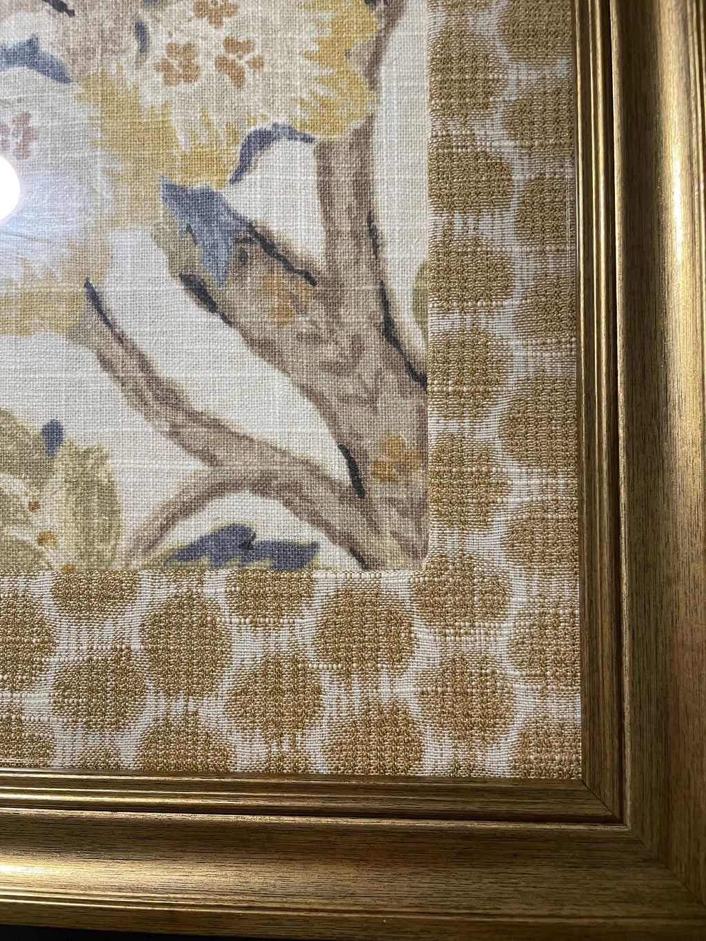 Ballard Designs Sayer Yellow Fabric Framed Wall Art — Mia Dijon Mat, 13x16 Gold Frame (No. 1)
