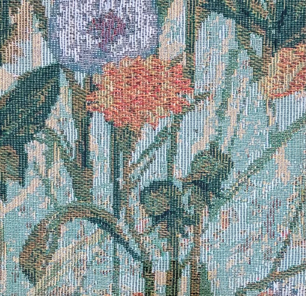 Floral Jacquard Fabric Wall Art, Double Mat, Gold Frame, 15x15