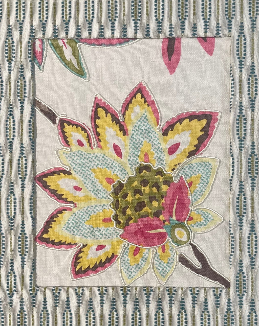 Exotica Sorbet Framed Fabric Art – Close Crop Floral with Ballard Designs Fabric Mat, 13x16