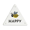 Bee Happy Triangle Sign-Antique White-5"H