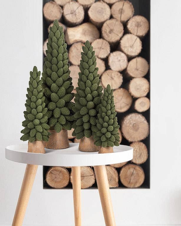 Green Velvet Pinecone Christmas Tree: Large