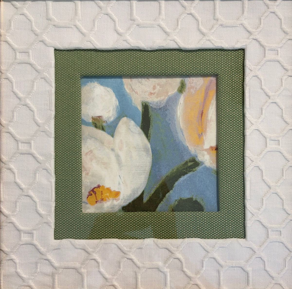 Thibaut Tivoli Fabric Wall Art in 15x15 Gold Frame - One of a Kind Framed Textile Decor
