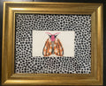 Embroidered Moth Wall Art — Gold Frame with Ballard Designs Ebony Tully Fabric Mat (No. 2)