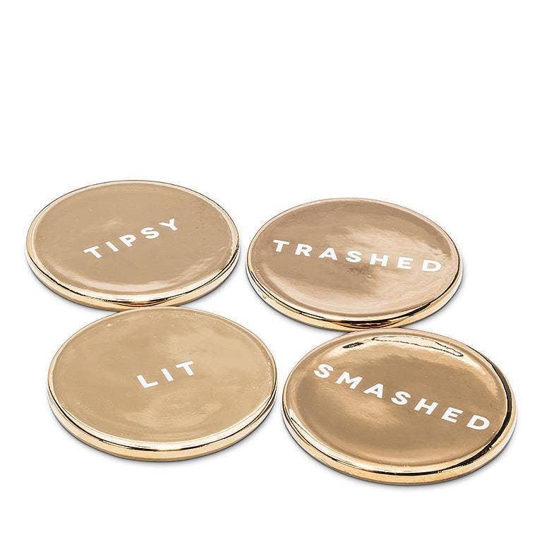 S/4 Drunk Expressions Coasters-4"D