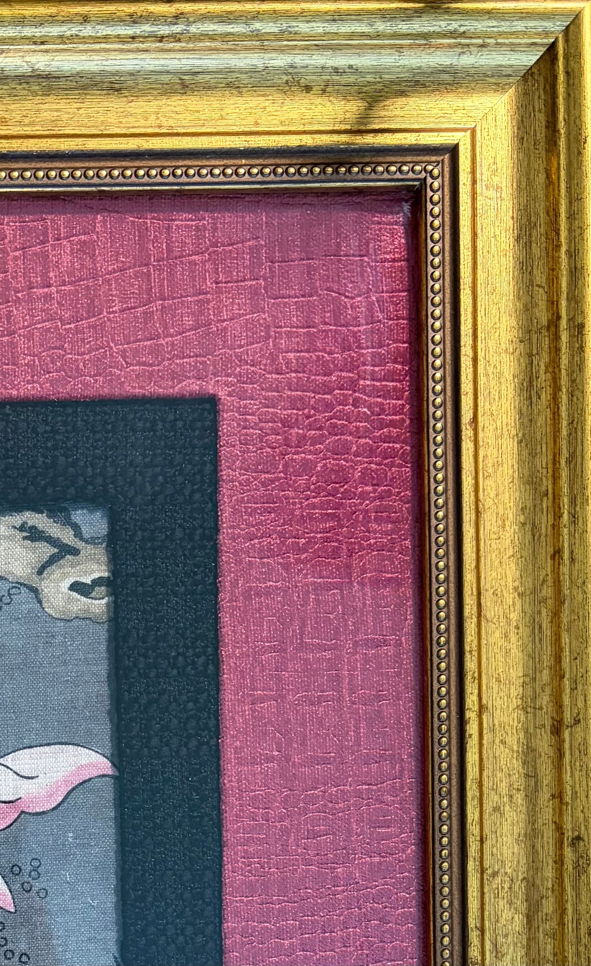 Anna French Villeneuve Fabric Wall Art - One of a Kind Double Matted 15x15 Framed Textile Decor
