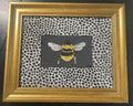 Embroidered Bee Wall Art — Gold Frame with Ballard Designs Ebony Tully Fabric Mat