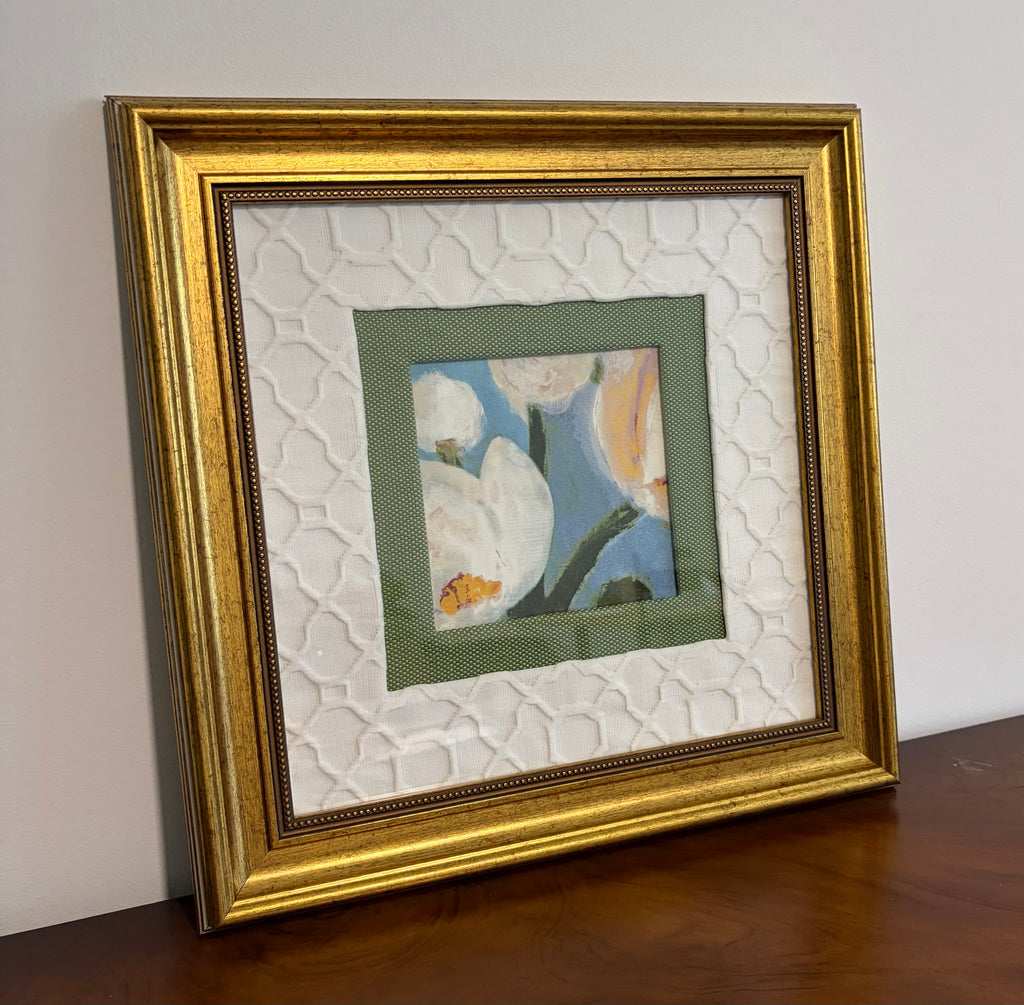 Thibaut Tivoli Fabric Wall Art in 15x15 Gold Frame - One of a Kind Framed Textile Decor