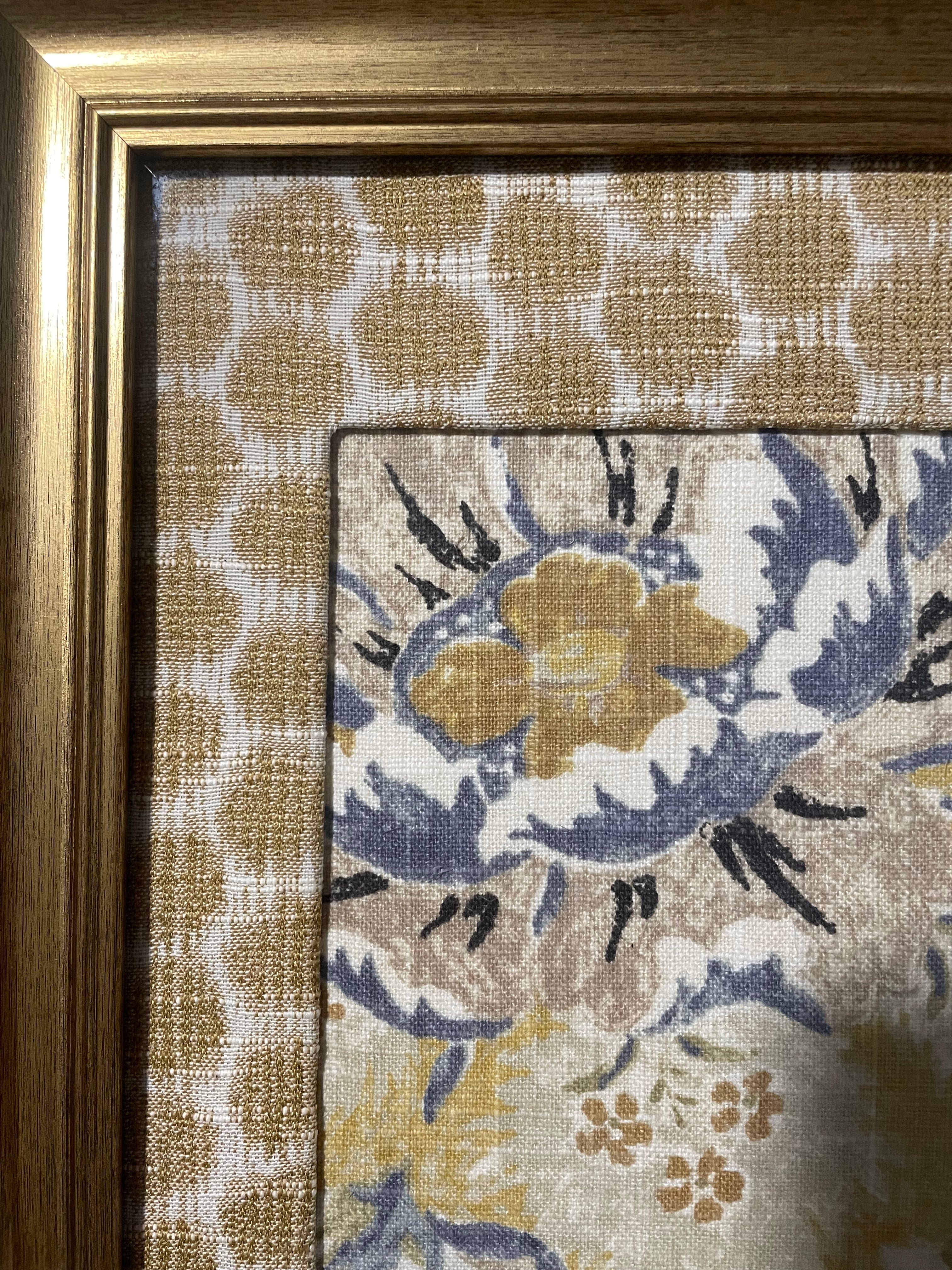 Ballard Designs Sayer Yellow Fabric Framed Wall Art — Mia Dijon Mat, 13x16 Gold Frame (No. 1)