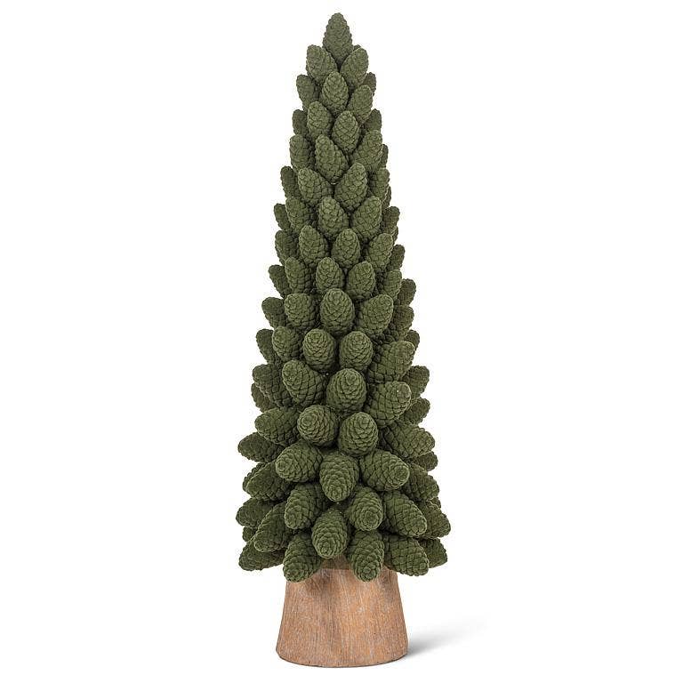 Green Velvet Pinecone Christmas Tree: Large