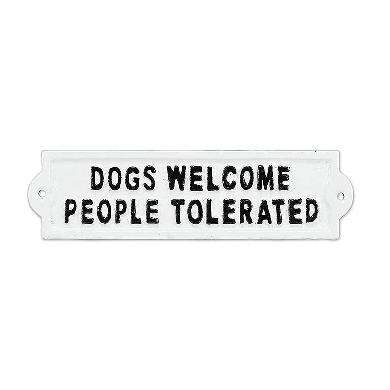 Dogs Welcome Sign-White-9"L