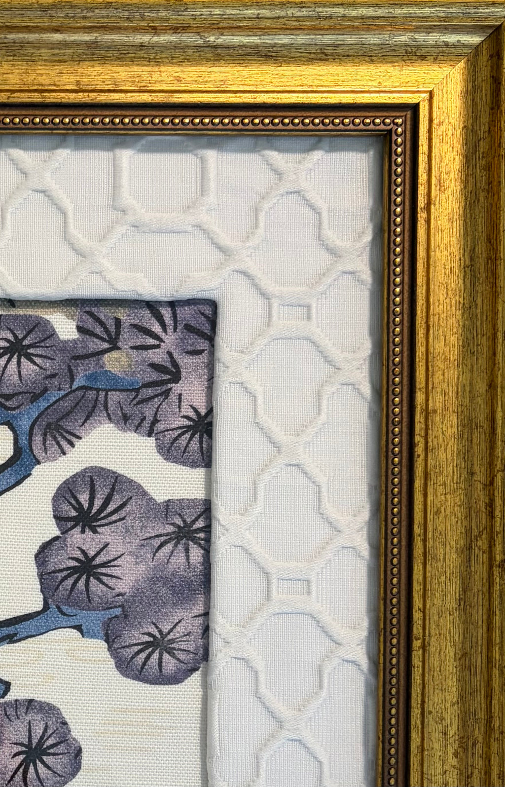 Thibaut Asian Scenic Fabric Wall Art, Gold Frame, 15x15