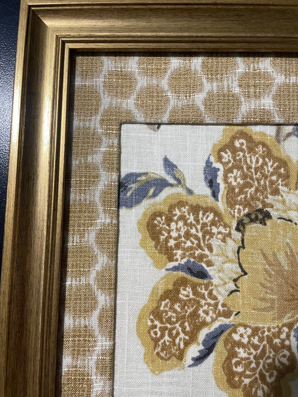 Ballard Designs Sayer Yellow Fabric Framed Wall Art — Mia Dijon Mat, 13x16 Gold Frame (No. 2)