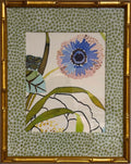 Blue & Blush Floral Fabric Wall Art, Tully Pear Mat, 12x15 Gold Bamboo Frame