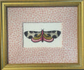 Custom Framed Embroidered Butterfly Moth Art, Ballard Designs TULLY Rose Quartz Fabric Matting