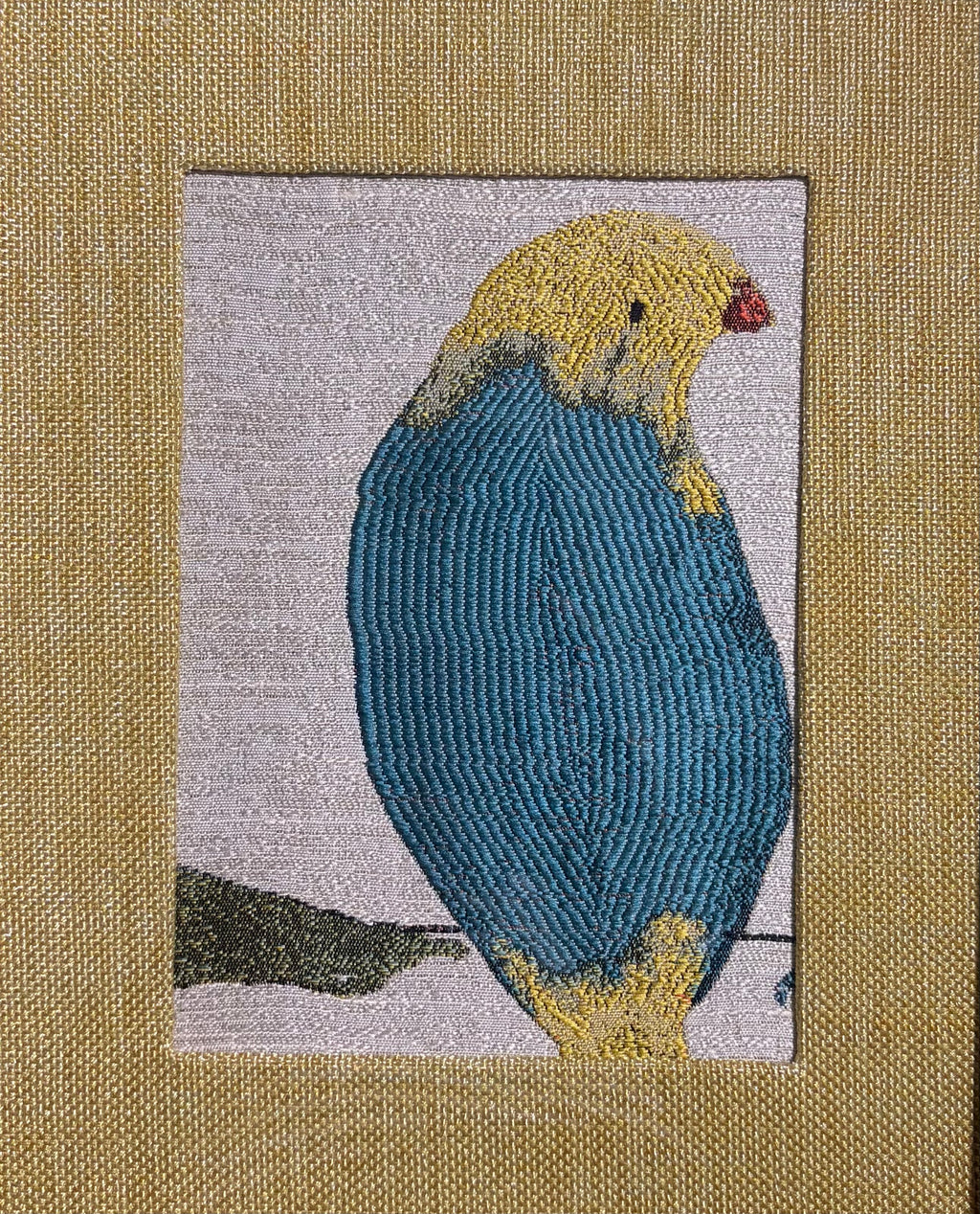 Fabric Bird Framed Wall Art — Gold Mat