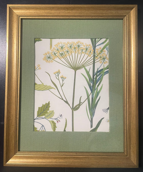 Ballard Designs Isabella Green Fabric Framed Wall Art — Callen Green Mat, 13x16 Gold Frame (No. 2)