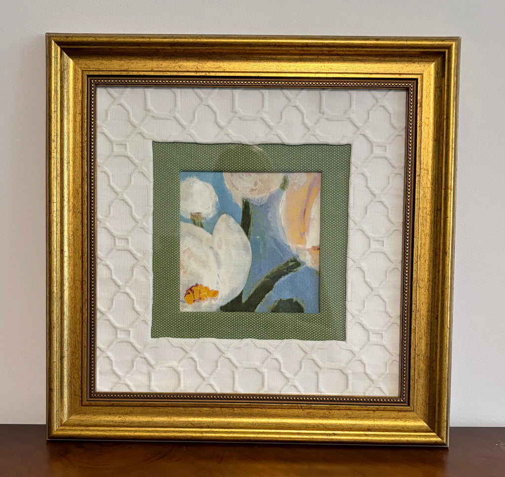 Thibaut Tivoli Fabric Wall Art in 15x15 Gold Frame - One of a Kind Framed Textile Decor