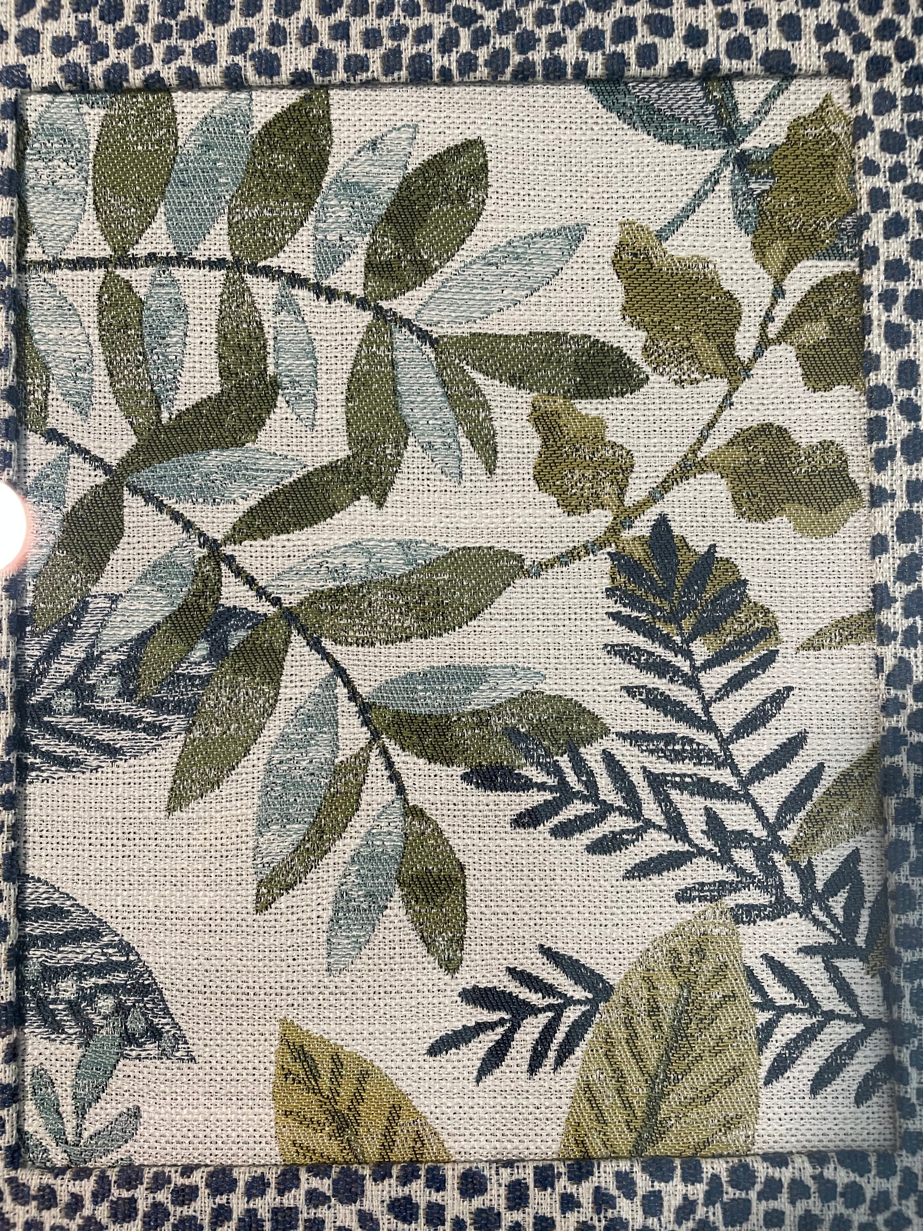 Leafy Oasis Botanical Leaves — Designer Fabric Wall Art, 13x16 Gold Frame