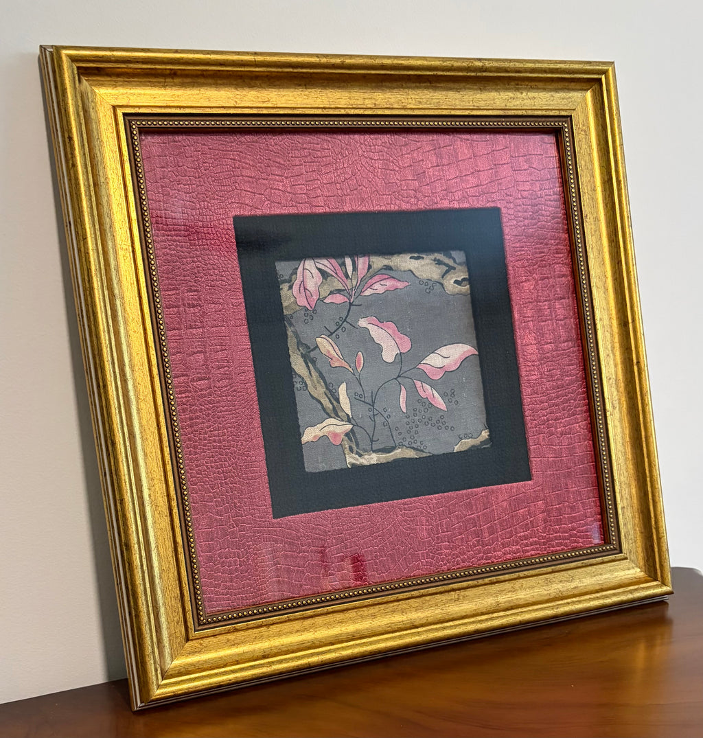 Anna French Villeneuve Fabric Wall Art - One of a Kind Double Matted 15x15 Framed Textile Decor