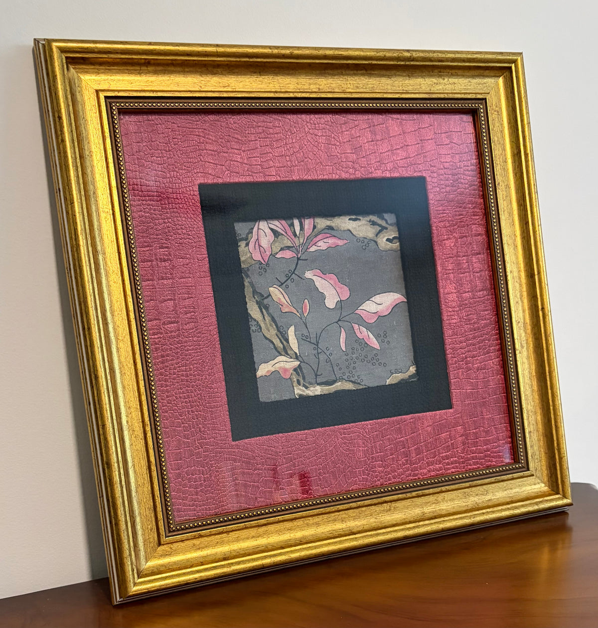 Anna French Villeneuve Fabric Wall Art - One of a Kind Double Matted 15x15 Framed Textile Decor