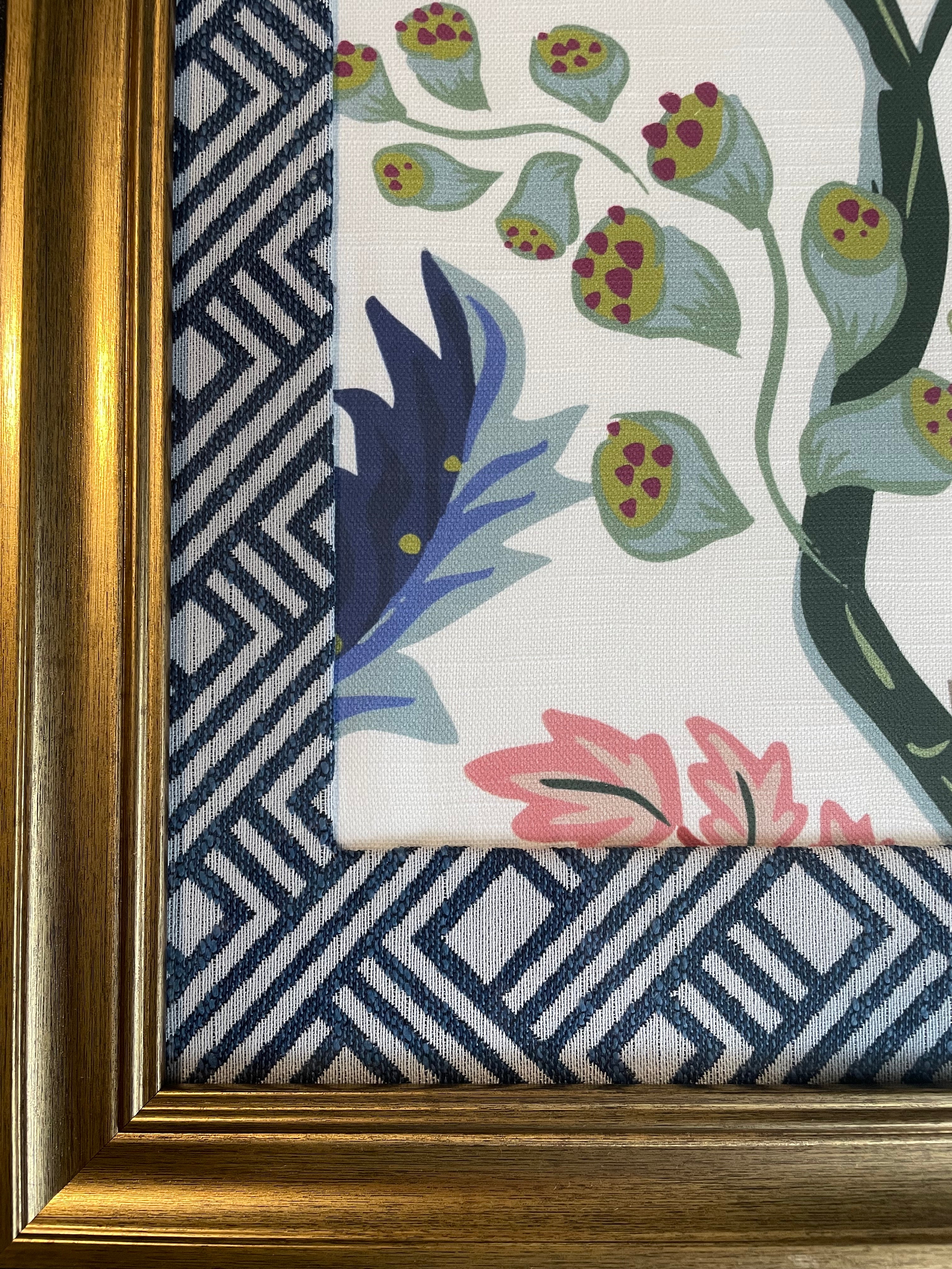 Ballard Designs Fabric Framed Wall Art — 13x16 Gold Frame