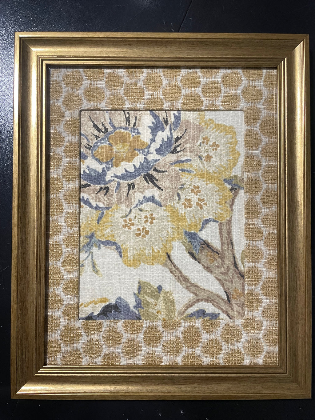 Ballard Designs Sayer Yellow Fabric Framed Wall Art — Mia Dijon Mat, 13x16 Gold Frame (No. 1)