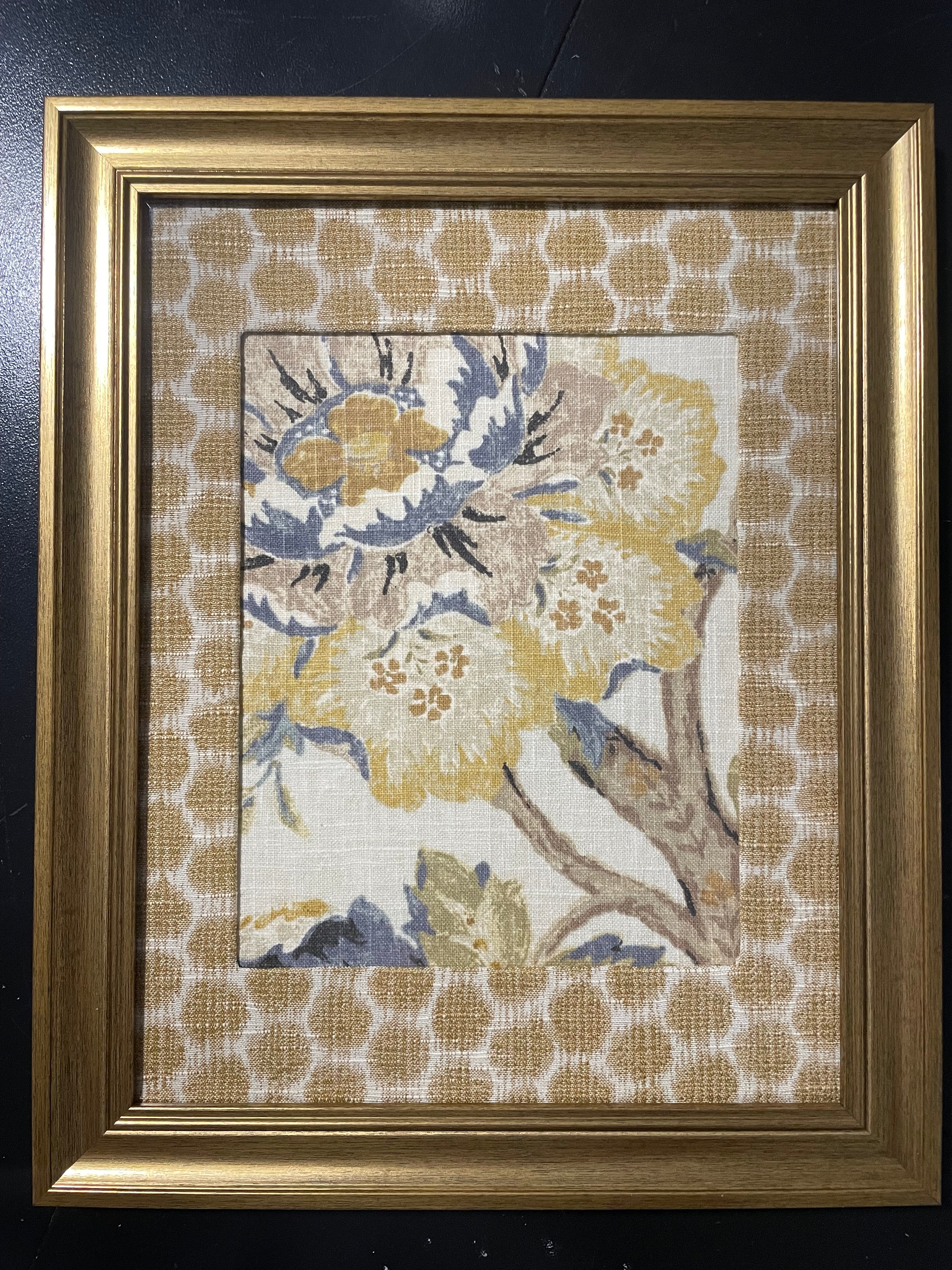 Ballard Designs Sayer Yellow Fabric Framed Wall Art — Mia Dijon Mat, 13x16 Gold Frame (No. 1)